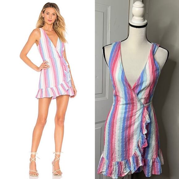 Privacy Please Dresses & Skirts - Revolve Privacy Please‎ ryan metallic striped wrap ruffle mini dress size small